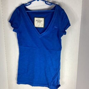 Abercrombie & Fitch Women's V-Neck Tee - Blue